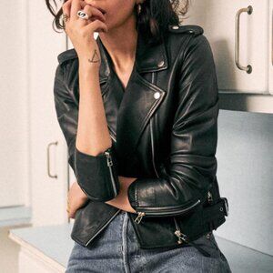 Sezane Veste Zix leather biker jacker size 40